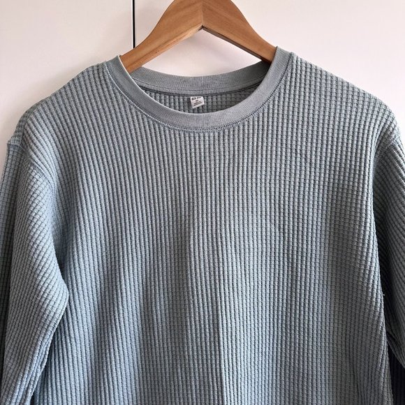Uniqlo Waffle Crew Neck Long-Sleeve Dress in Light Blue - Picture 5 of 6